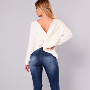 Ivory sweater- knot back detail